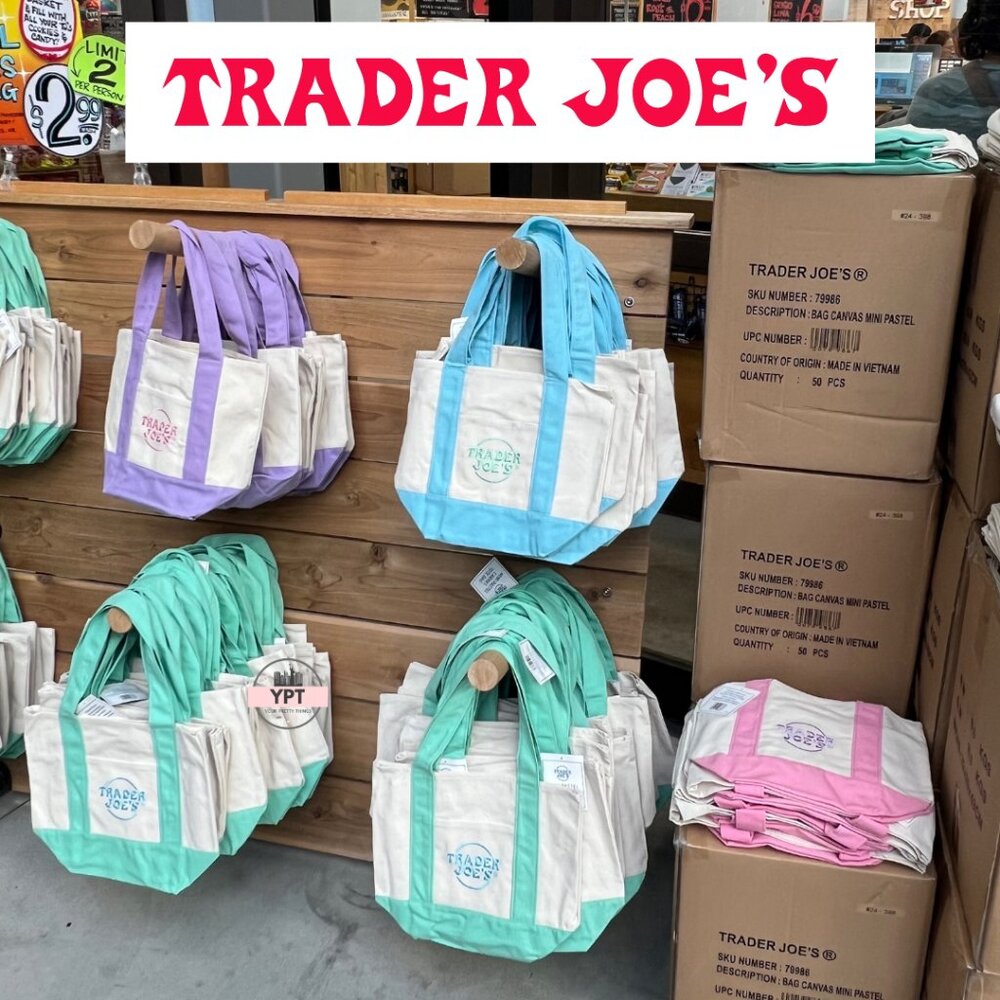 Trader Joe's Mini Pastel Canvas Tote Bags